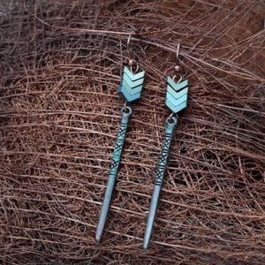 Teal arrow earrings